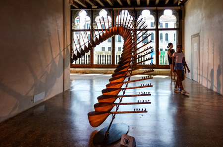 VENICE, ITALY - May 18, 2017: Venice Biennale. The 57th International Art Exhibition, titled VIVA ARTE VIVA in the historic city centre of Veniceのeditorial素材