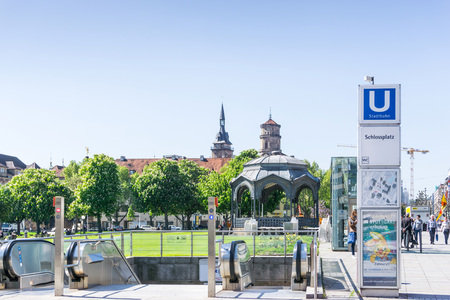 STUTTGART, GERMANY - May 10, 2017: Schlossplatz is the largest square in the center of Stuttgart, GERMANYのeditorial素材