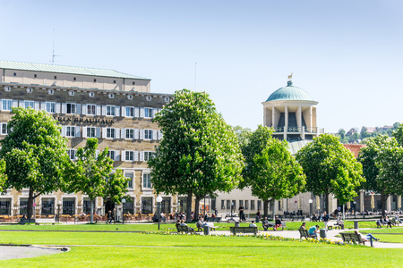 STUTTGART, GERMANY - May 10, 2017: Schlossplatz is the largest square in the center of Stuttgart, GERMANYのeditorial素材