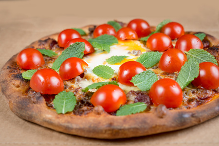 tasty pizza on a the tableの写真素材