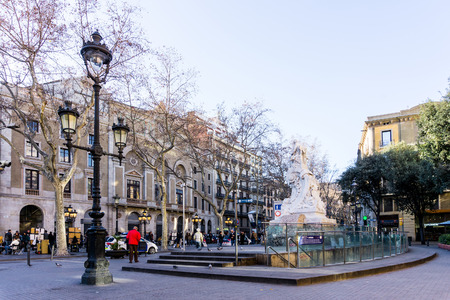 BARCELONA SPAIN - February 9, 2017: street view of Old town in Barcelona, is the capital city of the autonomous community of Catalonia in the Kingdom of Spain,February 9, 2017 in Barcelona Spain.のeditorial素材