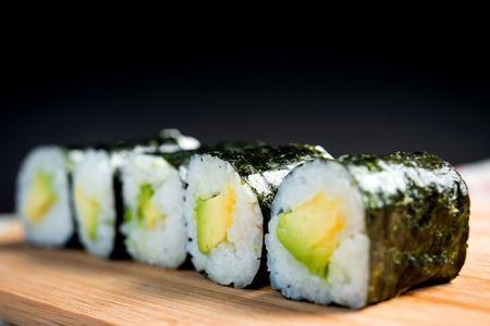 Japanese food Sushi Roll Maki of Salmon and avocadoの写真素材