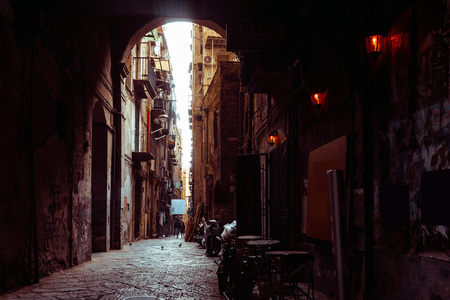 Street view of old town in Naples city, italy Europeの写真素材