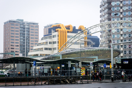 ROTTERDAM, Netherlands - February 7, 2017 : Street view of Rotterdam City Netherlands. back to 1270 when a dam was constructed in the Rotte river by people settled around it for safety.のeditorial素材