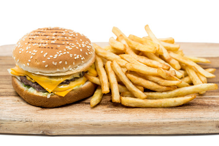 Cheese burger - American cheese burger with Golden French fries