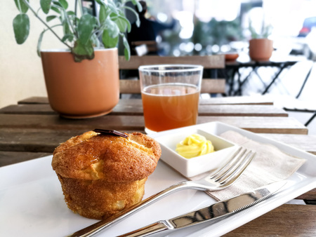 Homemade muffins on table