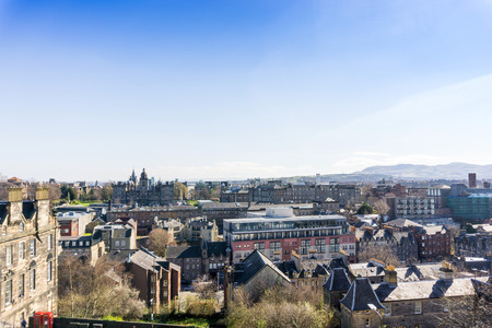 Street view of Historic Old Town Houses in Edinburgh, Scotlandの写真素材