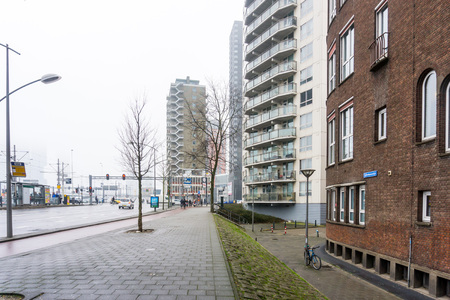 ROTTERDAM, Netherlands - February 7, 2017 : Street view of Rotterdam City Netherlands. back to 1270 when a dam was constructed in the Rotte river by people settled around it for safety.のeditorial素材