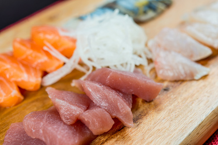 Japanese food fresh raw fish mixed sashimiの写真素材