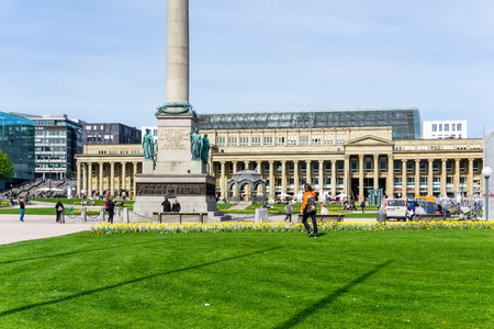 STUTTGART, GERMANY - April 12, 2017: Schlossplatz is the largest square in the center of Stuttgart, GERMANYのeditorial素材