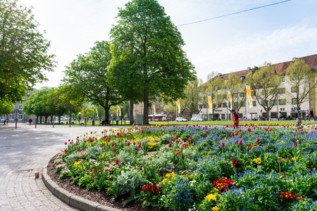 STUTTGART, GERMANY - April 12, 2017: Schlossplatz is the largest square in the center of Stuttgart, GERMANYのeditorial素材