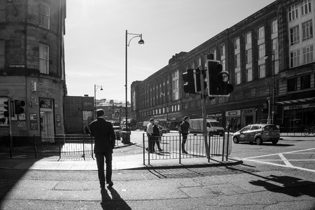 EDINBURGH, SCOTLAND - March 27, 2017: Street view of Historic Old Town Houses in Edinburgh, Scotlandのeditorial素材