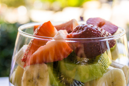 Delicious Fresh fruits salad ready to be eatenの写真素材
