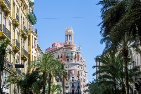 Traditional antique city building in valencia, Spainの写真素材