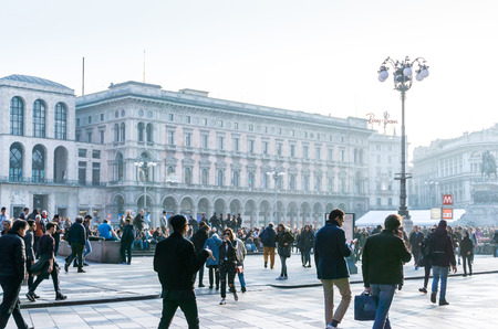 MILAN, ITALY - March 16, 2017: street view of Milan Cathedra, Domm de Milan is the cathedral churchのeditorial素材