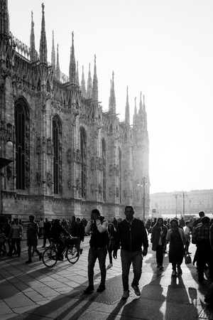 MILAN, ITALY - March 16, 2017: street view of downtown milan, capital of the Lombardy region, ranking 4th in the European Unionのeditorial素材