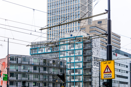 ROTTERDAM, Netherlands - February 7, 2017 : Street view of Rotterdam City Netherlands. back to 1270 when a dam was constructed in the Rotte river by people settled around it for safety.のeditorial素材