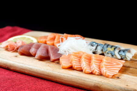 Japanese food fresh raw fish mixed sashimiの写真素材
