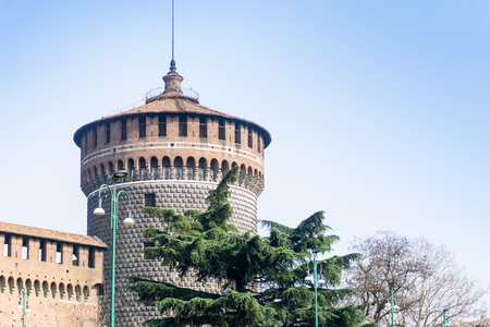 Traditional antique city building in Milanの写真素材
