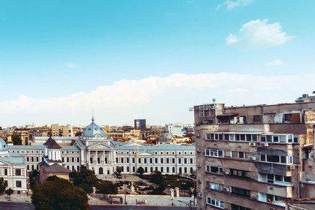 antique building view in Old Town Bucharest, Romanianのeditorial素材