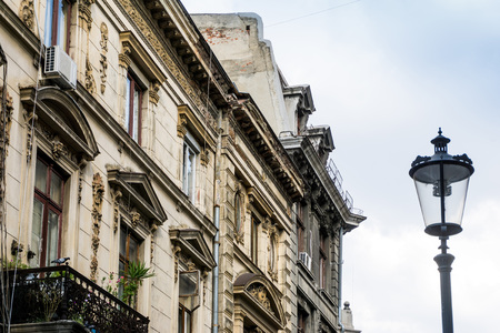 street view of downtown in Bucharest, Romanianのeditorial素材