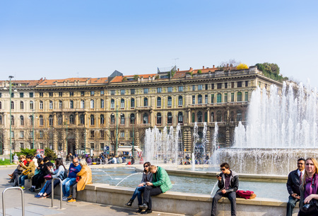 MILAN, ITALY - March 16, 2017: street view of downtown milan, capital of the Lombardy region, ranking 4th in the European Unionのeditorial素材