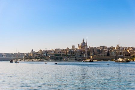 Typical view of Valletta in Maltaの写真素材