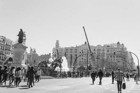 VALENCIA, SPAIN - March 10, 2017: street view of downtown valencia, is Spain's third largest metropolitan area, with a population ranging from 1.7 to 2.5 million.のeditorial素材