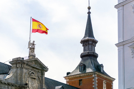 Spanish flag in valencia, is Spain's third largest metropolitan area, with a population ranging from 1.7 to 2.5 million.の写真素材