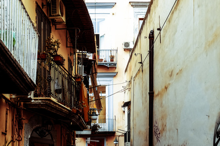 Street view of old town in Naples city, italy Europeの写真素材