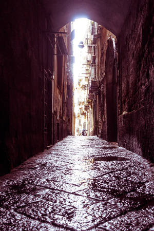Street view of old town in Naples city, italy Europeのeditorial素材