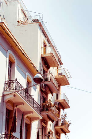 Street view of modern buildings in Athens, Greeceの写真素材