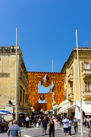 VALLETTA, MALTA - June 28, 2017: Typical street view of Valletta in Maltaのeditorial素材