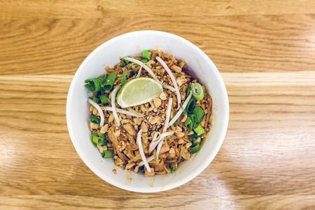 asian food noodles on the tableの写真素材