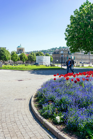 STUTTGART, GERMANY - April 12, 2017: Schlossplatz is the largest square in the center of Stuttgart, GERMANYのeditorial素材