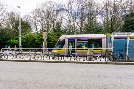 DUBLIN, IRELAND - March 31, 2017: Traditional antique city building in Dublin Irelandのeditorial素材
