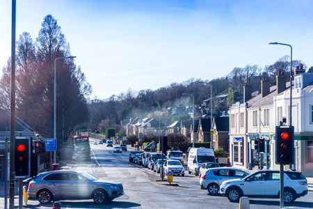 EDINBURGH, SCOTLAND - March 27, 2017: Street view of Historic Old Town Houses in Edinburgh, Scotland