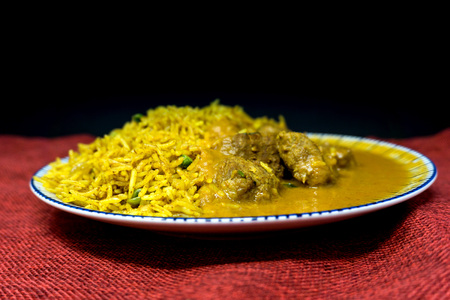 Handmade Indian curry chicken riceの写真素材