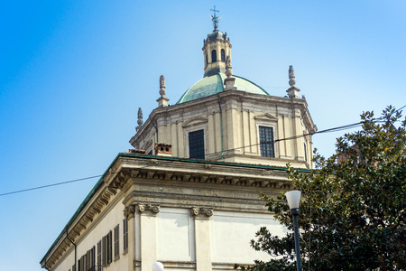 Traditional antique city building in Milanの写真素材