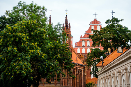antique building view in Old Town Vilnius, Lithuanianの写真素材