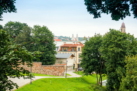 antique building view in Old Town Vilnius, Lithuanianの写真素材