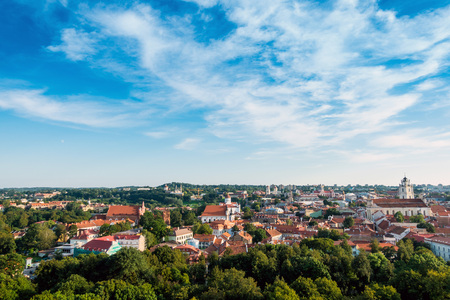 antique building view in Old Town Vilnius, Lithuanianの写真素材