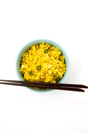 Homemade Chinese fried rice with vegetables and fried eggsの写真素材