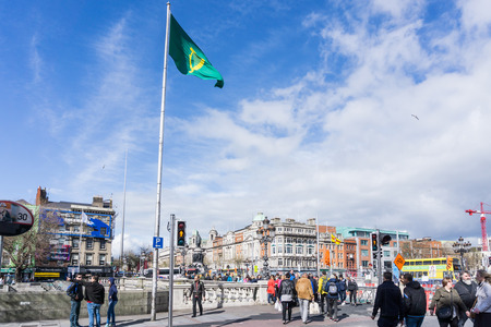 DUBLIN, IRELAND - March 31, 2017: Dublin City Center and river Liffey,Irelandのeditorial素材