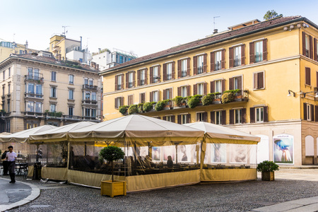 MILAN, ITALY - March 16, 2017: street view of downtown milan, capital of the Lombardy region, ranking 4th in the European Unionのeditorial素材