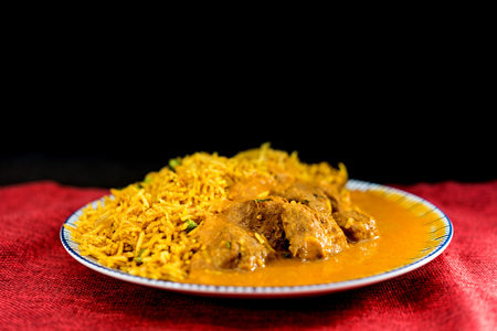Handmade Indian curry chicken riceの写真素材