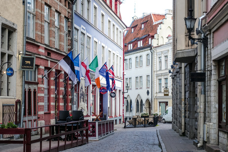 TALLINN, ESTONIA - August 28, 2017: Flag of Estoniaのeditorial素材