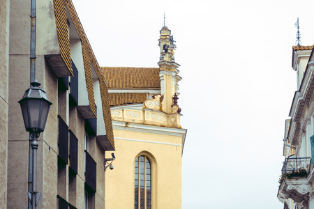 antique building view in Old Town Vilnius, Lithuanianの写真素材