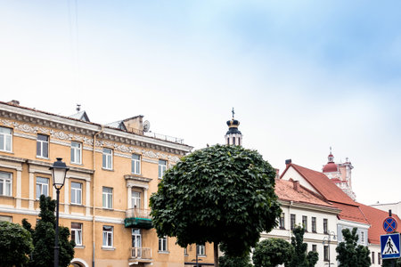antique building view in Old Town Vilnius, Lithuanianの写真素材