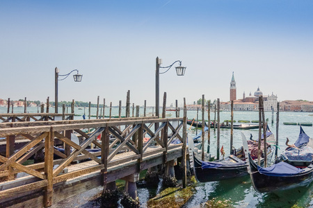 Beautiful view of water street and old buildings in Venice, ITALYの写真素材